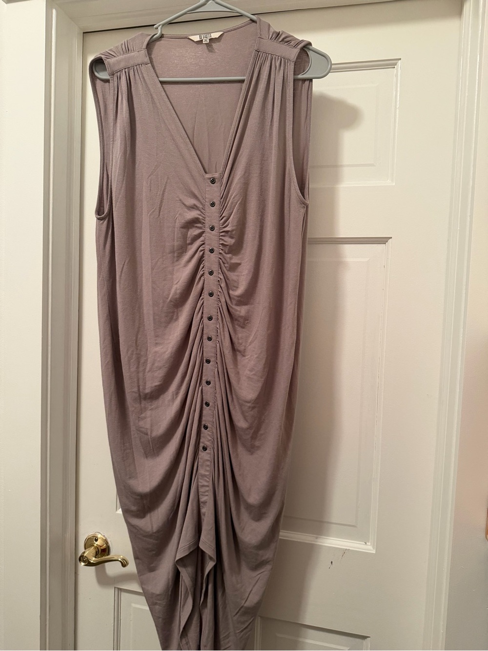 BB Dakota Sleeveless Ruched Button-Front Midi Dress - Dusty Pink